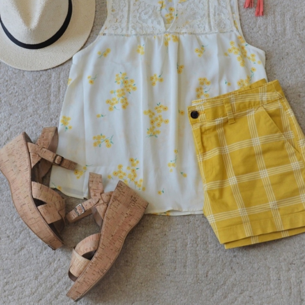 A New Day Chino Short Plaid Yellow Size 18